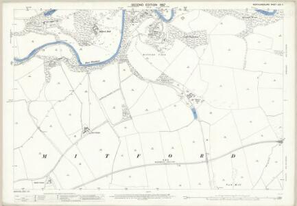 Northumberland (Old Series) LXXI.4 (includes: Mitford; Morpeth; Newton Underwood; Tranwell) - 25 Inch Map
