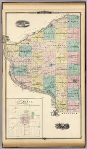 Map of Grant County and Village of Lancaster, State of Wisconsin.