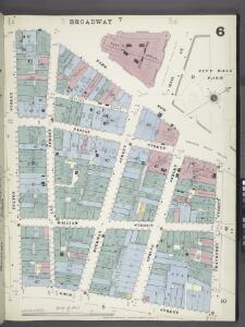 Manhattan, V. 1, Plate No. 6 [Map bounded by Broadway, Frankfort St., Gold St., Fulton St.]