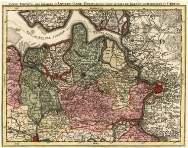 Carte Particul. des Environs d'Anvers, Gand, Hulst, et de tout le Pays de Waes. et la Marquisat du St. Empire