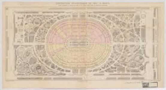 Exposition universelle de 1867, à Paris : plan d'ensemble du palais, du parc et du jardin
