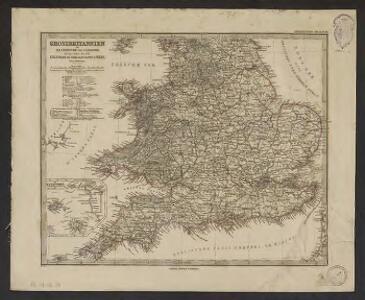 Grossbritannien im maassstabe von 1:1.500.000 : sudliches Blatt : England (ohne die nordl. Grafschaften) u. Wales