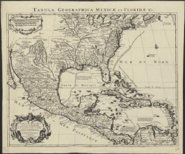 Carte du Mexique et de la Floride des Terres Angloises et des Isles Antilles du cours et des environs de la riviere de Mississipi