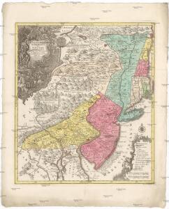 Pensylvania Nova Jersey et Nova York cum regionibus ad fluvium Delaware in America sitis, nova delineatione ob oculos posita