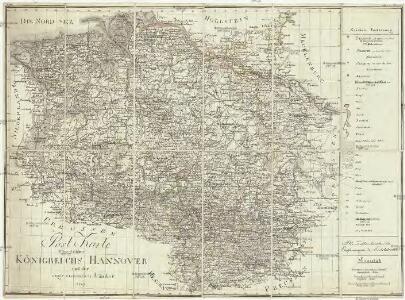 Post Karte des Königreichs Hannover und der angrenzenden Länder