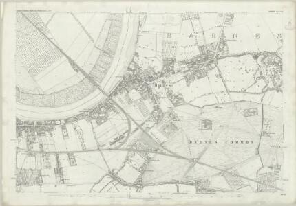 London (First Editions c1850s) LXII (includes: Barnes; Mortlake; Wandsworth Borough) - 25 Inch Map