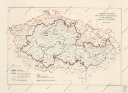 Übersichtskarte der Werwaltungsbezirke im Protektorat Böhmen und Mähren