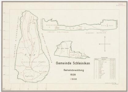 Schleinikon: Gemeindewaldungen Schleinikon, Dachsleren und Wasen: Egg, Lägern, Altenbaa (Im alten Bann); Übersichtsplan