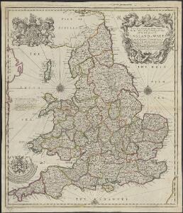 A new map containing all the citties, market townes, rivers, bridges, & other considerable places in England & Wales, wherein are delineated ye roads from towne to towne, & ye number of reputed miles between them, are given by inspection without scale or compas [...]