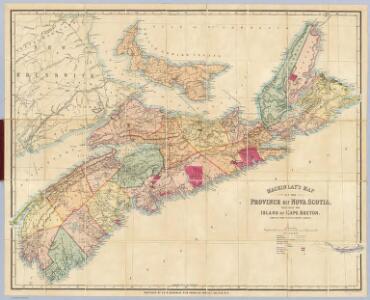 Mackinlay's map of the Province of Nova Scotia, including the island of Cape Breton.