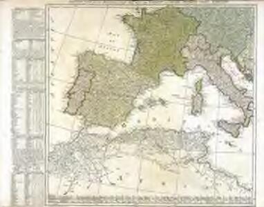 Western part of the mediterranean sea with the coasts of Spain France Italy Barbary