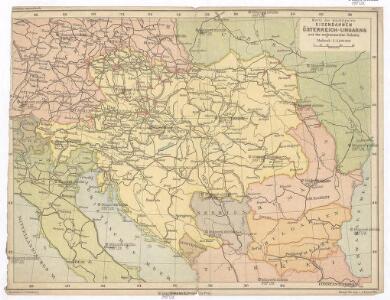 Karte der wichtigsten Eisenbahnen Österreich-Ungarns und den angrenzenden Gebiete