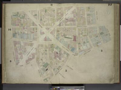 [Plate 10: Map bounded by James Street, South Street, Dover Street, Rose Street, Duane Street, Chatham Street; Including Roosevelt     Street, Chesnut Street, Pearl Street, Franklin Square, Bowery, Chambers Street,  Cliff Street, Jacob Street, Gold St