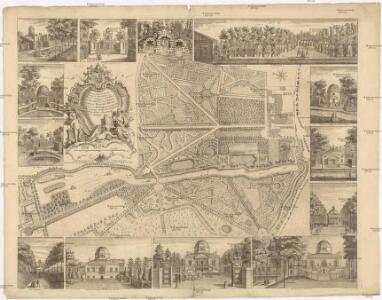 Plan du jardin & vuë des maisons de Chiswick sur la Tamise a deux lieves de Londres