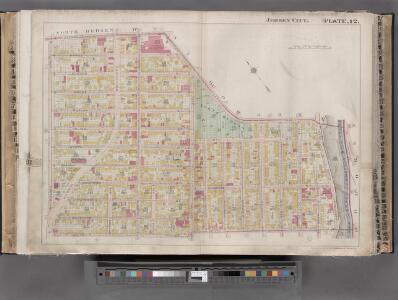 Jersey City, V. 1, Double Page Plate No. 12 [Map bounded by Paterson Plank Rd., Jackson St., South St., Nelson Ave., Secaucus Rd.] / compiled under the direction of and published by G.M. Hopkins Co.