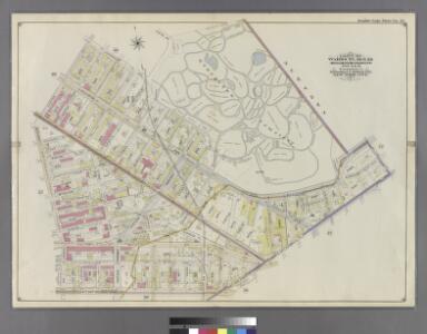 Double Page Plate No. 21: [Bounded by Evergreen Avenue, Central Avenue, Bushwick Avenue, (Evergreen Cemetery) Boulevard, Miller Avenue, Jamaica Avenue, East New York Avenue, Atlantic Avenue, Rockway Avenue and Cooper Street.]