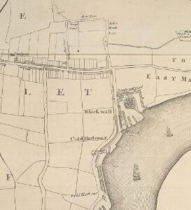 A New & Exact Plan of ye City of LONDON, detail showing Blackwall