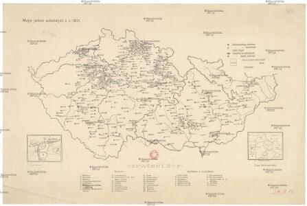 Mapa jednot sokolských z r. 1901