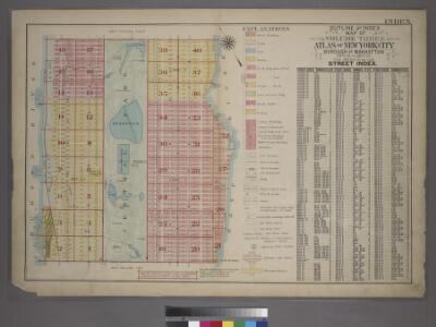 Outline and Index Map of Atlas of New York City, Borough of Manhattan. 59th St. to 110th Street. Street Index.