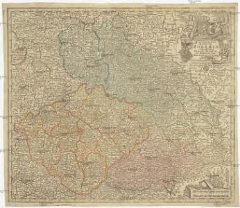 Mappa geographica regnum Bohemiae cum adiunctis ducatu Silesiae et marchionatib[us] Moraviae et Lusatiae repraesentans