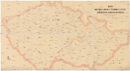 Mapa doktorů a absolv. techniků s 2. stát. zkouškou od r. 1882-83 do 1892-93