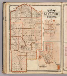 Map of Jasper County (with) Plan of Remington (and) Plan of Rensselaer.