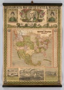 Ornamental Map Of The United States & Mexico.