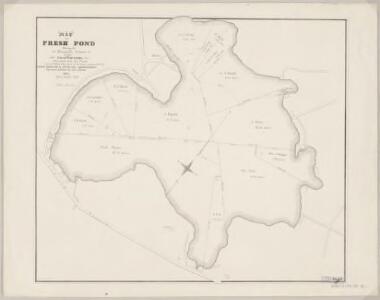 Map of Fresh Pond : showing the division lines of the proprietors extended into the pond and defining their right to the same as decided by Simon Greenleaf & S.M. Felton, commissioners