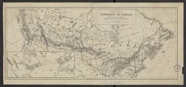 Carte de la puissance du Canada dressée et publiée par l'ordre du Ministre des Chemins de fer et des Canaux (1882)