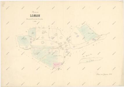 Mapa pozemků dvora Lomany v katastru obce Lomnička
